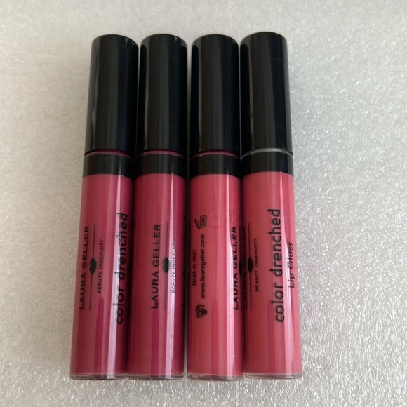 LOT OF 4 Laura Geller Lip Gloss 2 Perked up Pink & 2 Raspberry Roast - Picture 5 of 5